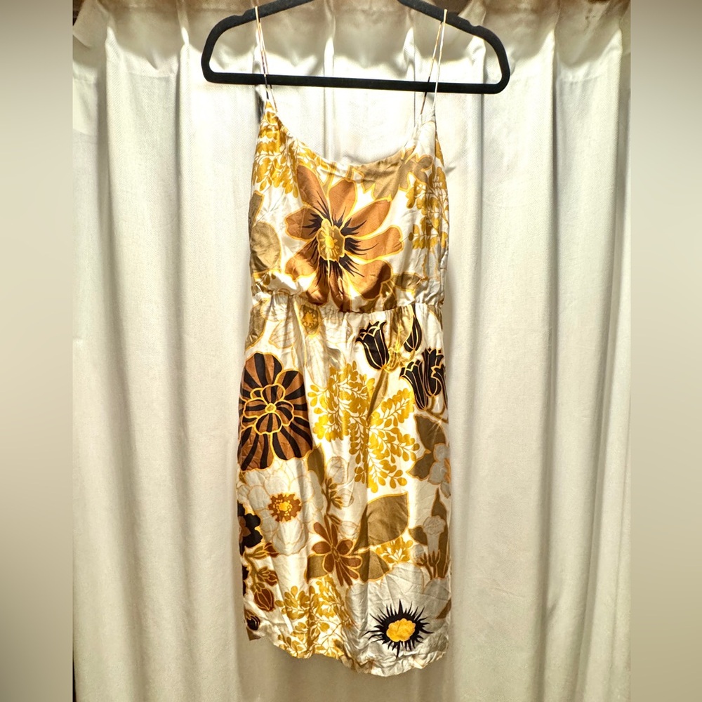 RARE Vintage 2008 J. Crew Cliffrose Print Silk Blouson Dress. Size 2.